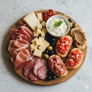 Tagliere speciale con salumi, formaggi, ricotta e con bruschette miste