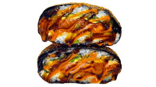 Burger sushi z pieczonym łososiem