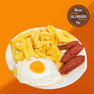 Plato combinado de chorizo rojo con huevo y patatas