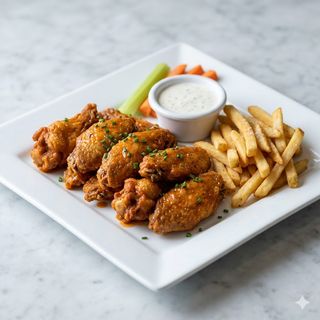 Menú alitas de pollo (6 uds.)