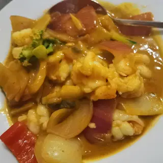 163A-Gambas Con Curry Amarillo Y Leche De Coco