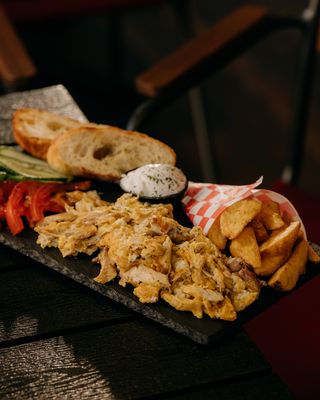 Coco and eggs breakfast