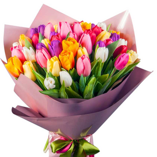 Bukiet 25 kolorowych tulipanów 