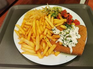Zestaw obiadowy z serem smażonym gouda 150g