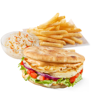 Zestaw Curry Naan Halloumi Burger