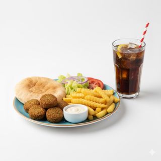 Falafel con patate e insalata