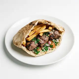 Pita jagnięcina z frytkami