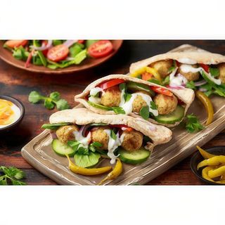 Pita Falafel con Patatas Dentro y Ensalada