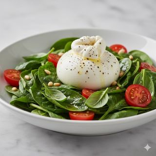 Ensalada Con Queso Burrata Y Espinacas