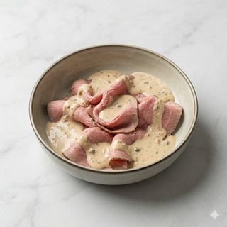 Carpaccio di magatello cotta a basso temperatura e salsa tonnata