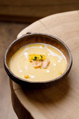 Supă cremă din Porumb cu Creveți