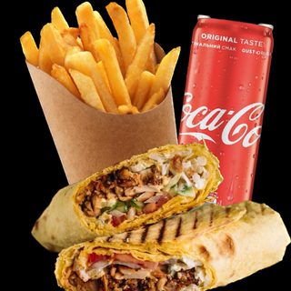 Шаурма зі свинини XXL+фрі+кола