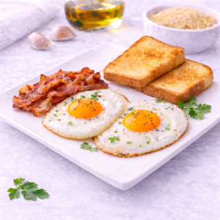 Ochiuri cu paine prajita si bacon 200G