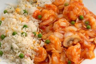 Gambas Picantes e Arroz