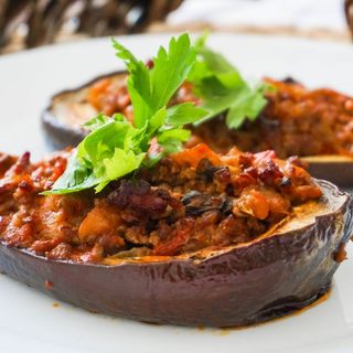 Eggplant Stuffed with Minced Meat and Tomato