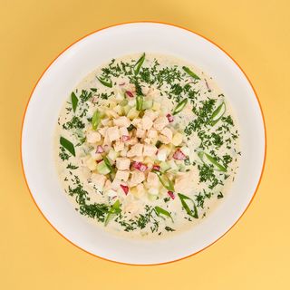 Кефірна окрошка з філе ципи