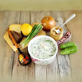 Окрошка с колбасой
