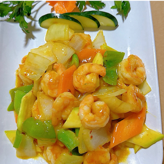 Gambas con salsa curry
