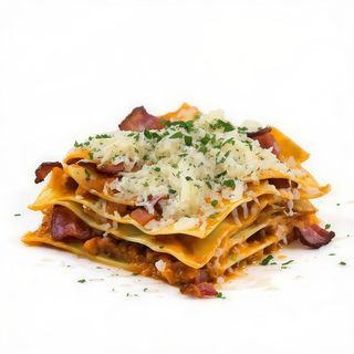 Lasaña de calabaza, bacon y gorgonzola