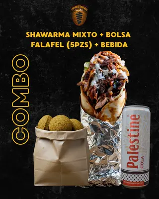 Menú Shawarma + falafel bolsa (5pzs) + Bebida