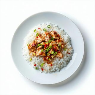 72. Riso coperto di pollo