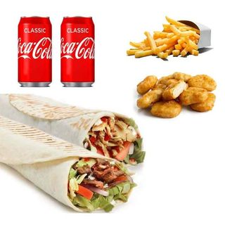 Doble Menú 2 Chicken Durum Kebab + 1 patatas + 6 nuggets + 2 bebidas