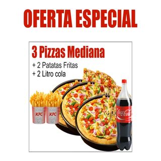 Menú Pizza mediana para 3 personas