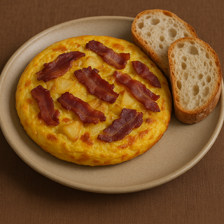 Bacon, Spanish Omelette with White Bread