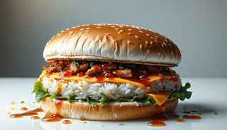 Korean BBQ rice burger