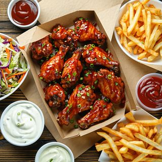 Meniu maxi aripioare cu sos bbq(16 buc)