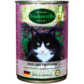 Баскервіль консерва для котів качка та індичка 400гр	