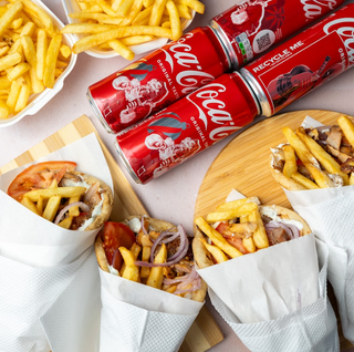 4 mala girosa + 2 mala pomfrita+ 4 coca cole 0.25