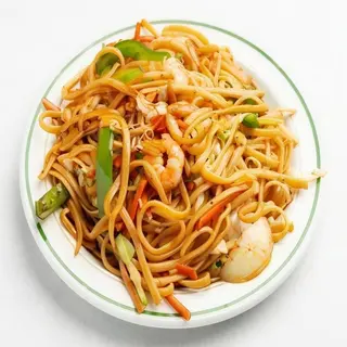 tallarines fritos con gambas