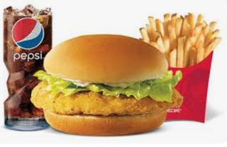 Repas De Burger Au Poulet Pour Enfants avec frites et boisson