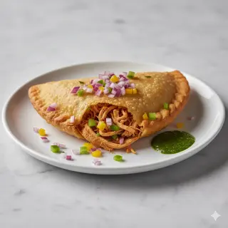 Empanada De Pollo Mechado Con Toque Criollo