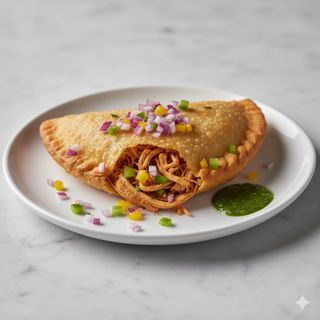 Empanada De Pollo Mechado Con Toque Criollo