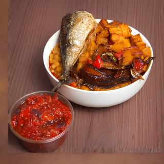 Beans Combo (Beans, Plantain, Hake Fish)