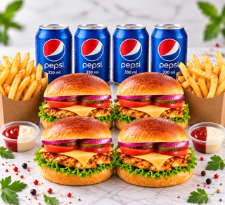 Meniu Family Cheeseburger cu cu pui