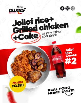 Jollof Rice + Grilled Chicken +Coke