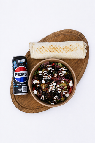 Шаурма Грецька+Грецький салат+Пепсі ж/б 0,33