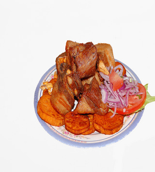 Porc Africain Grillé + Pâte Et Attiéké