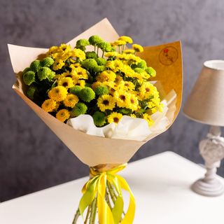 15 Crizanteme Galben-Verde