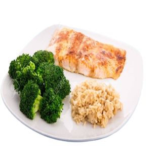 Salmón Al Cava Con Arroz Y Brócoli