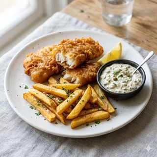 Pescado Frito Y Patatas
