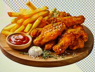 Alitas(6uds) y Patatas