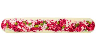 Duży baton z białej czekolady z malinami i pistacjami (50g)