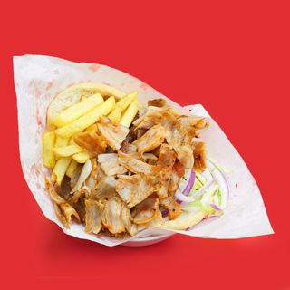 kebab De Pollo solo carne patatas y salsa
