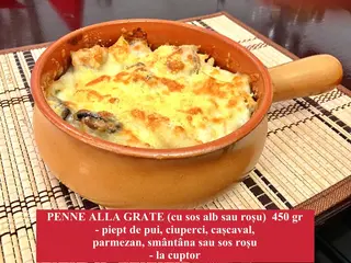 Penne alla gratte la cuptor cu sos alb