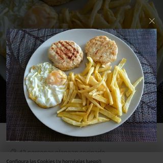 Hamburguesa De Ternera con papas y huevo