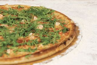 Pizza classica gamberi e rucola